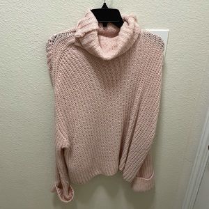 Leith light pink long sleeve sweater; Size Medium with turtleneck